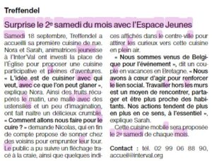 27 Sept Surprise Le2 Esamedi Du Mois Avec L’Espace Jeunes Ouest FranceLundi 27 Septembre2021