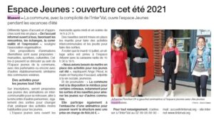 Espace Jeunes Ouvertire Ete 2021